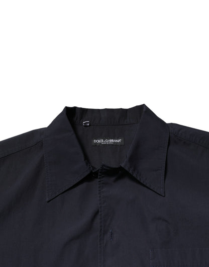 Dolce & Gabbana Dark Blue Cotton Short Sleeves Casual Shirt