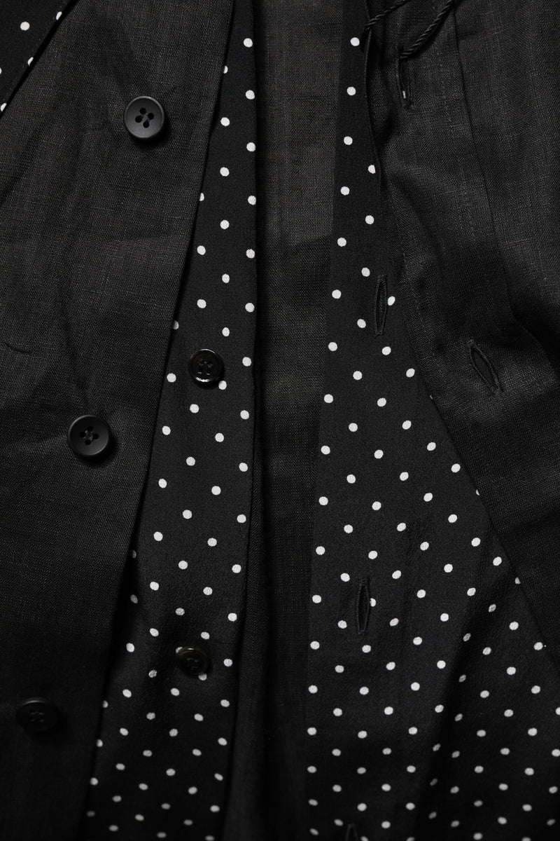Chemise homme décontractée en lin et soie noire à pois de Dolce &amp; Gabbana