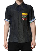 Chemise homme décontractée en soie noire à manches courtes Dolce &amp; Gabbana