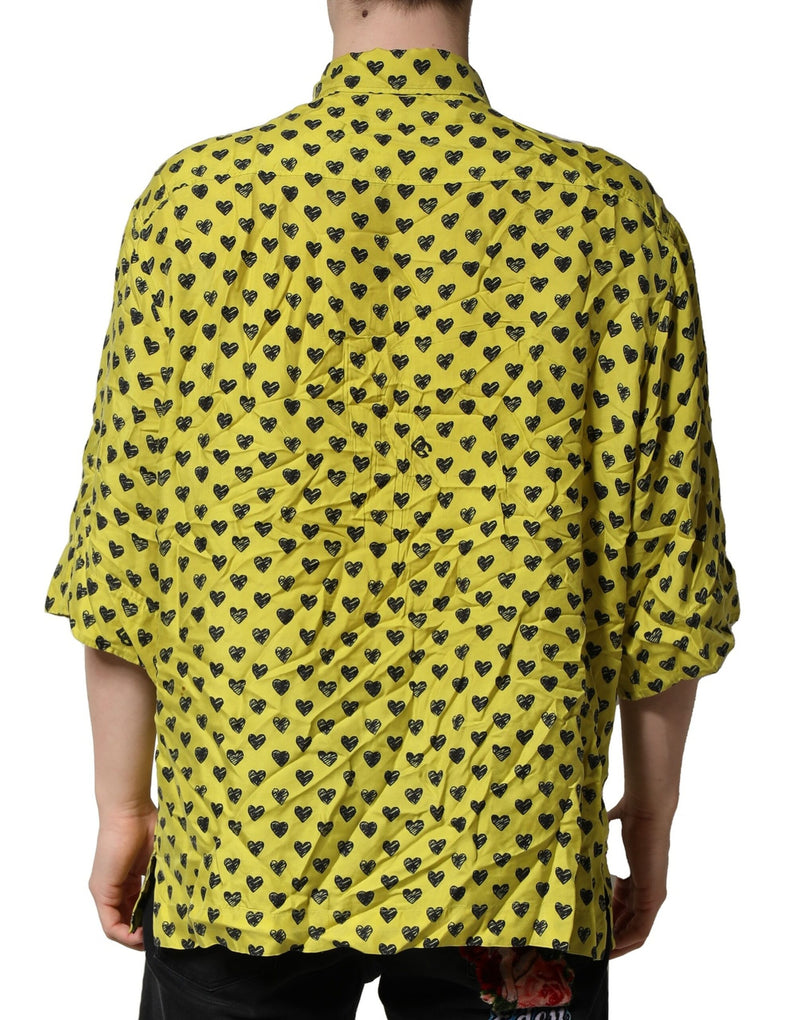 Dolce &amp; Gabbana Geel Hart Kort Mouw Heren Casual Shirt