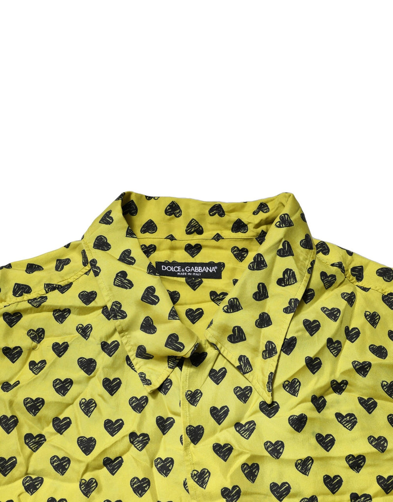 Dolce &amp; Gabbana Geel Hart Kort Mouw Heren Casual Shirt
