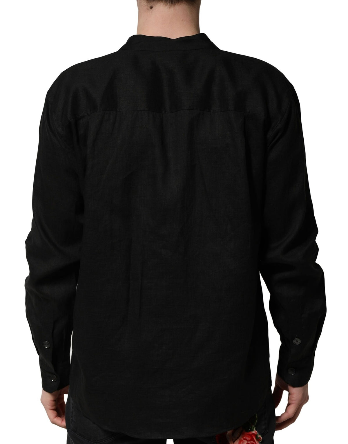 Chemise homme casual en lin noir à manches longues Dolce &amp; Gabbana