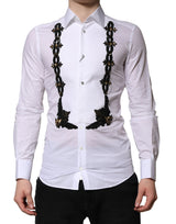 Chemise de cérémonie pour homme Dolce &amp; Gabbana blanche, ornée de paillettes dorées.