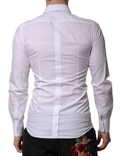 Chemise de cérémonie pour homme Dolce & Gabbana blanche, ornée de paillettes dorées.