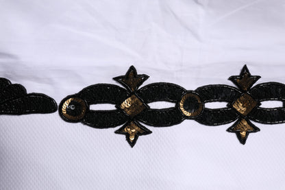 Chemise de cérémonie pour homme Dolce & Gabbana blanche, ornée de paillettes dorées.