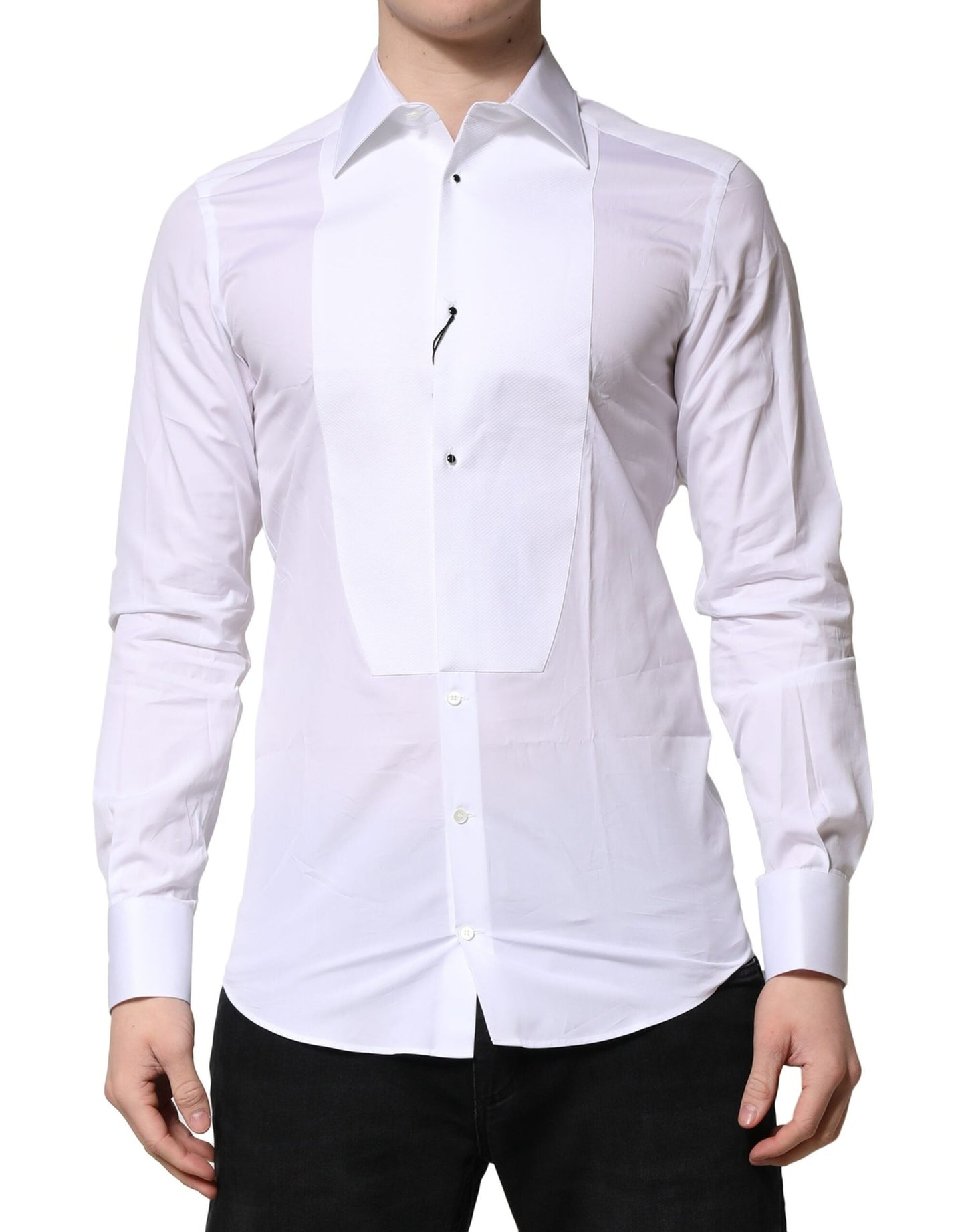 Chemise habillée en coton blanc ornée d'une couronne dorée Dolce &amp; Gabbana