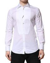 Chemise habillée en coton blanc ornée d'une couronne dorée Dolce &amp; Gabbana