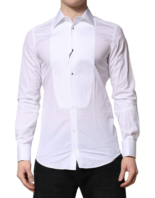 Chemise habillée en coton blanc ornée d'une couronne dorée Dolce &amp; Gabbana