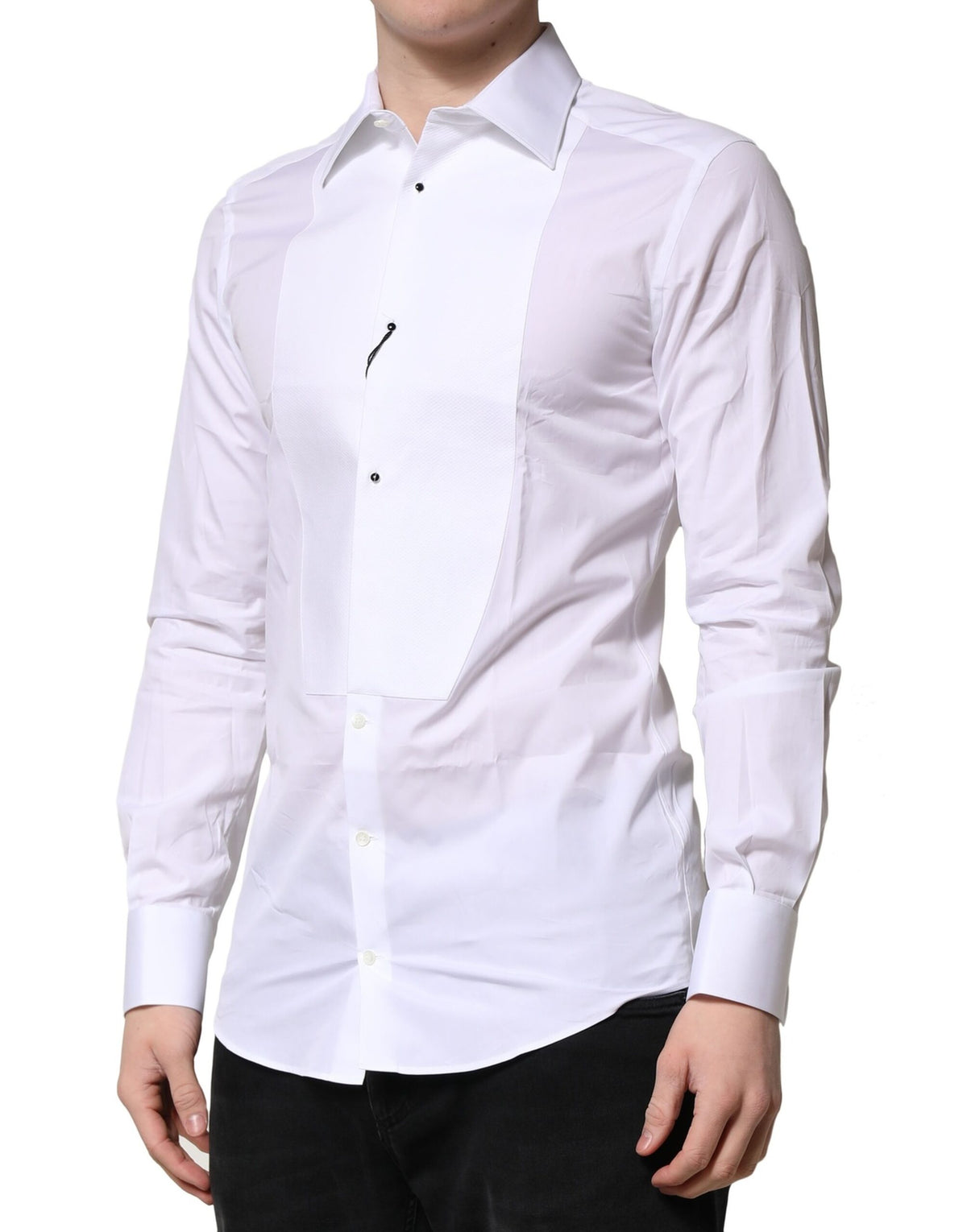 Chemise habillée en coton blanc ornée d'une couronne dorée Dolce &amp; Gabbana