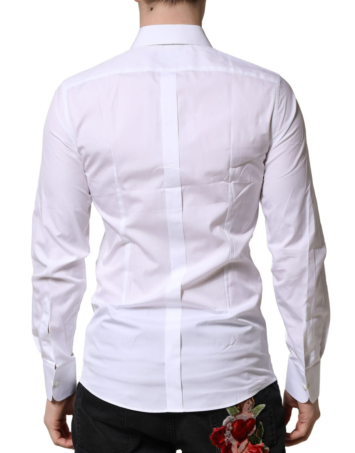 Chemise habillée en coton blanc ornée d'une couronne dorée Dolce &amp; Gabbana