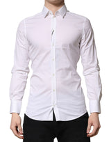 Chemise habillée homme en coton blanc doré Dolce &amp; Gabbana