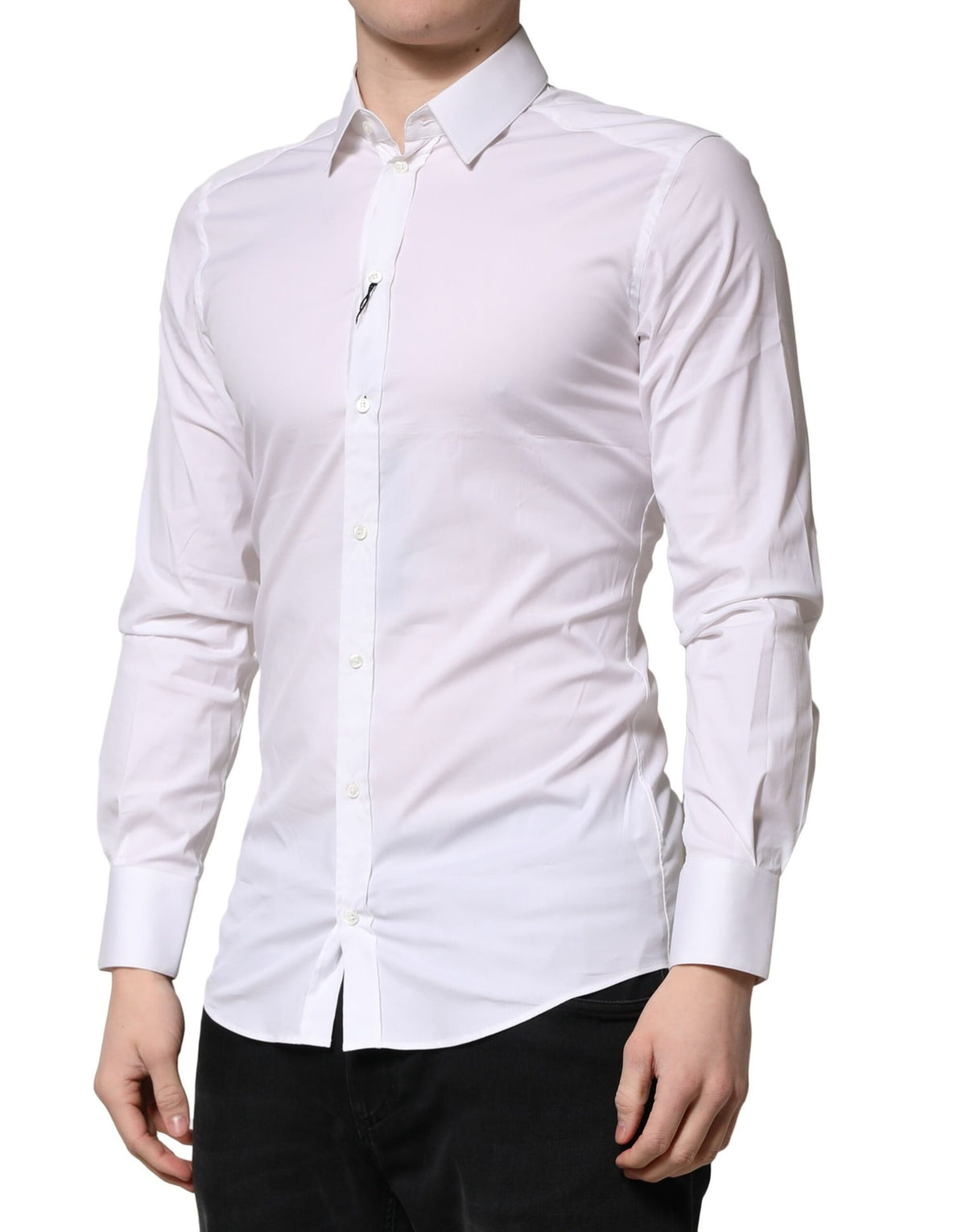 Chemise habillée homme en coton blanc doré Dolce &amp; Gabbana