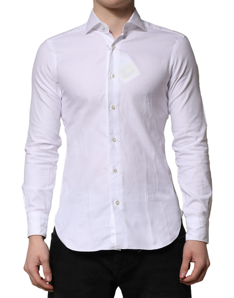 Chemise habillée blanche à manches longues et col boutonné de Barba Napoli