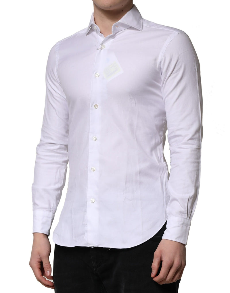 Chemise habillée blanche à manches longues et col boutonné de Barba Napoli