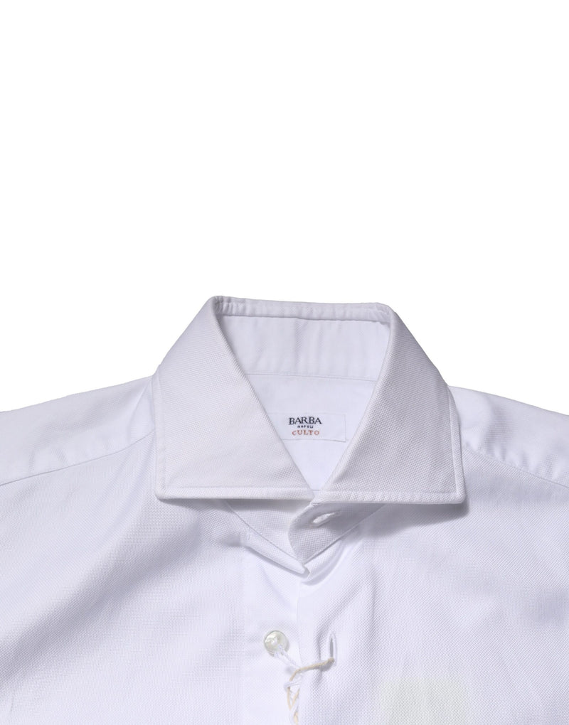 Chemise habillée blanche à manches longues et col boutonné de Barba Napoli