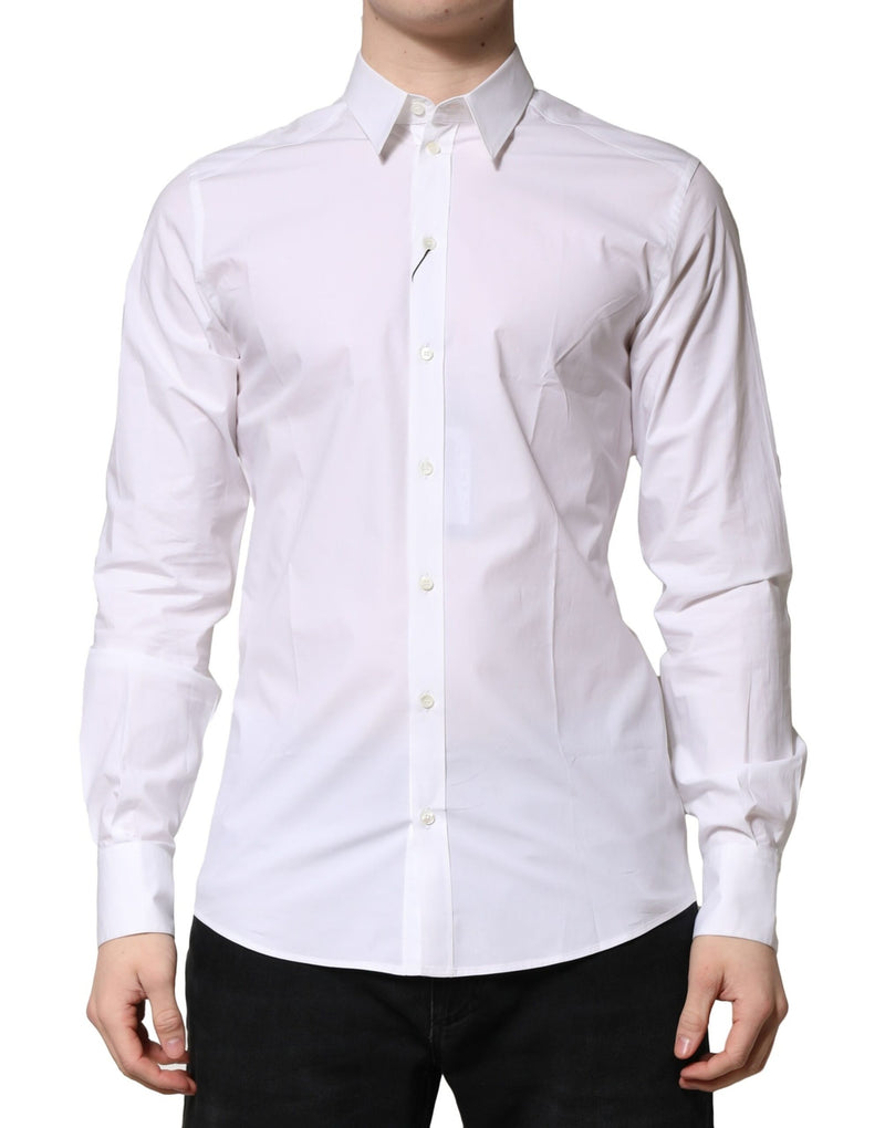 Chemise formelle blanche en coton à manches longues Dolce &amp; Gabbana