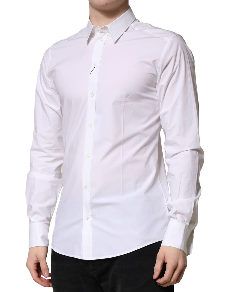 Chemise formelle blanche en coton à manches longues Dolce &amp; Gabbana