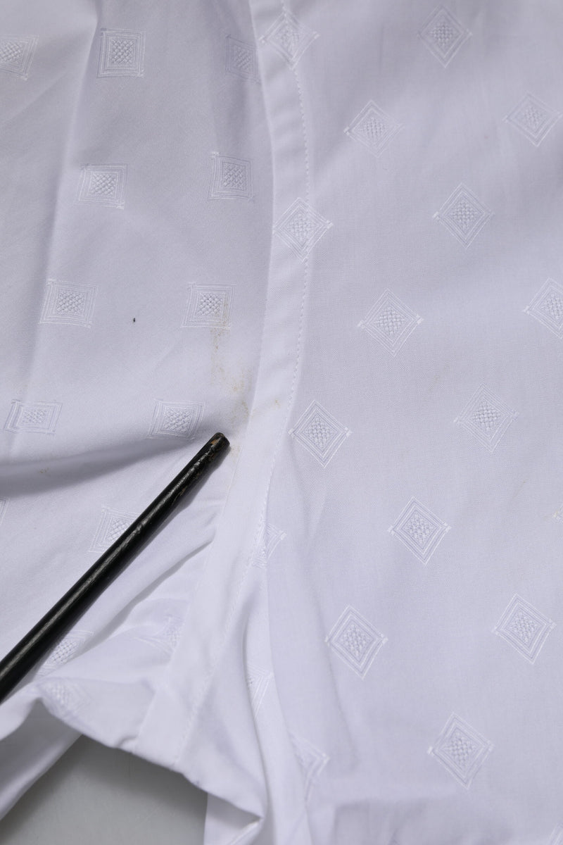 Chemise habillée blanche en popeline de coton à col montant de Dolce &amp; Gabbana, dorée.