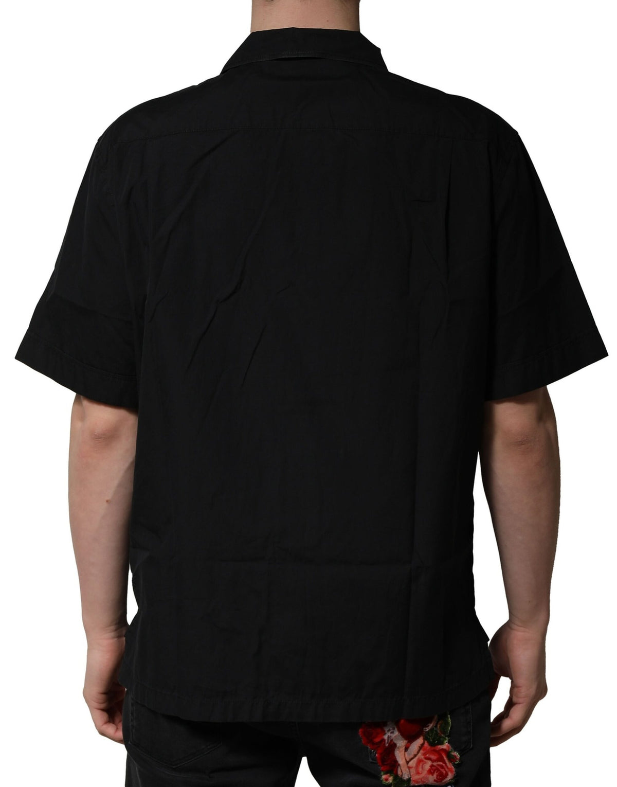 Chemise décontractée à manches courtes en coton noir à boutons de Dolce &amp; Gabbana