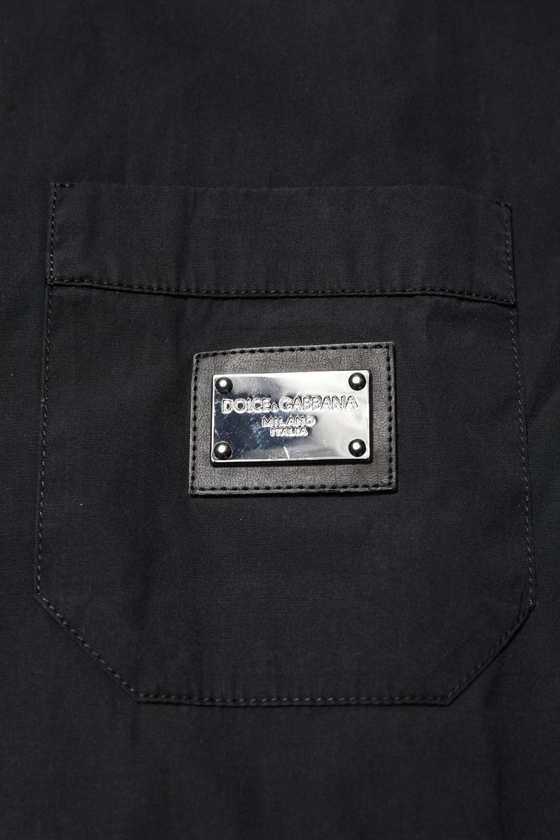 Dolce & Gabbana Black Cotton Short Sleeve Buttoned Casual Shirt
