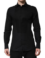 Chemise habillée à manches longues noire et dorée Dolce &amp; Gabbana