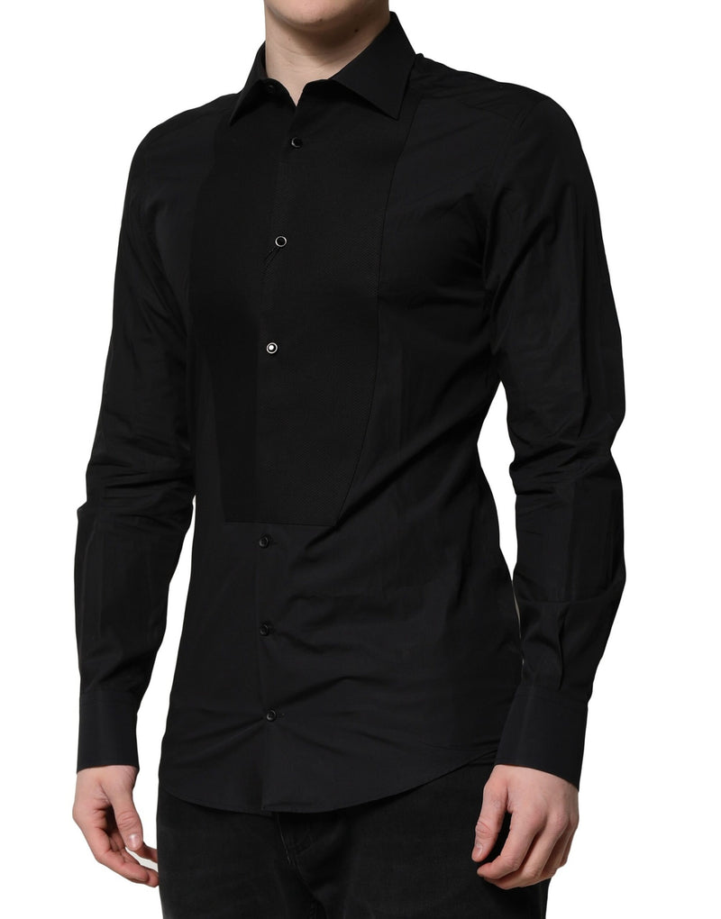 Chemise habillée à manches longues noire et dorée Dolce &amp; Gabbana
