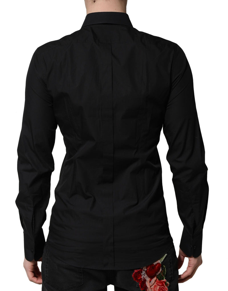 Chemise habillée à manches longues noire et dorée Dolce &amp; Gabbana