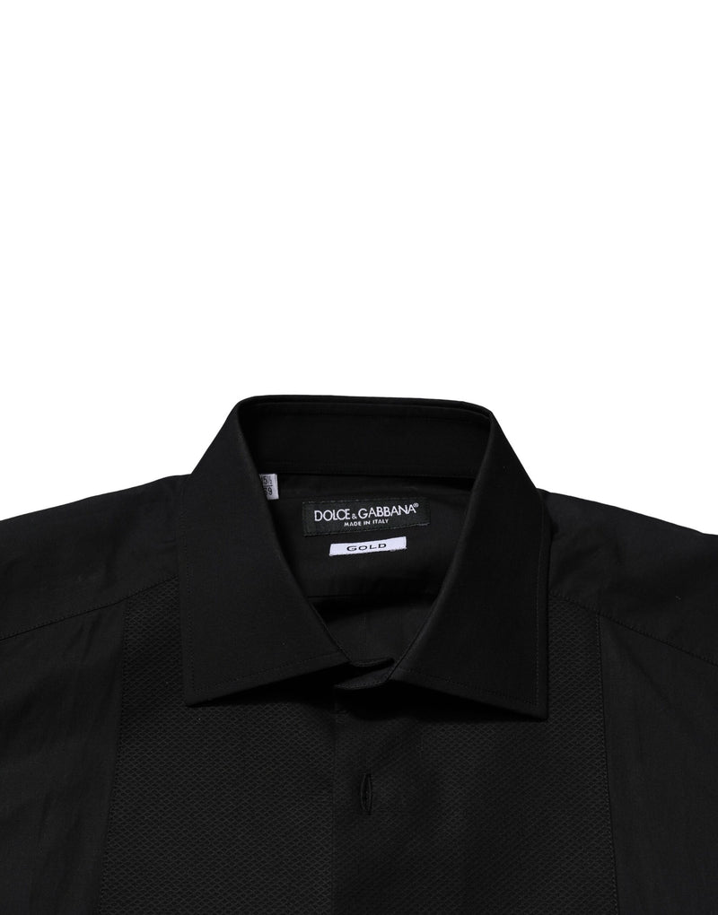 Chemise habillée à manches longues noire et dorée Dolce &amp; Gabbana