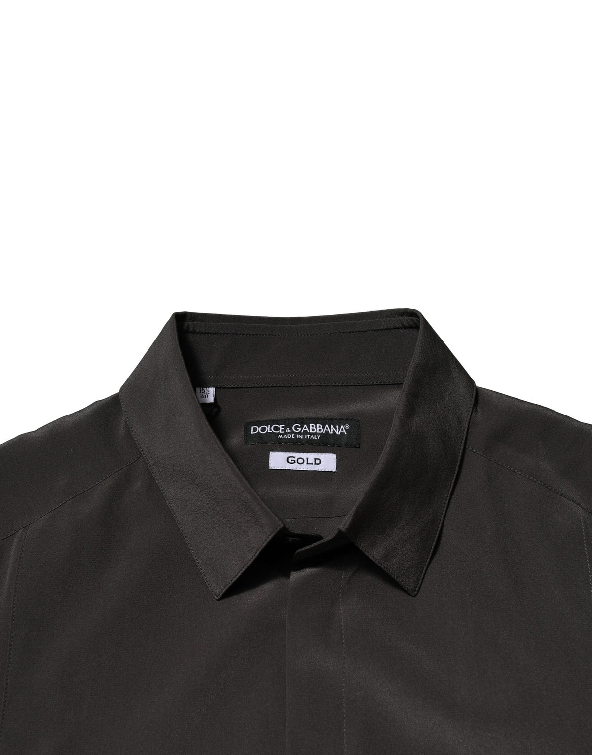 Chemise habillée pour homme en soie marron foncé dorée Dolce &amp; Gabbana