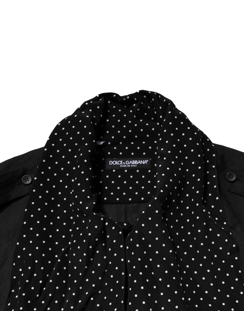 Chemise décontractée à col et nœud à pois noirs de Dolce &amp; Gabbana