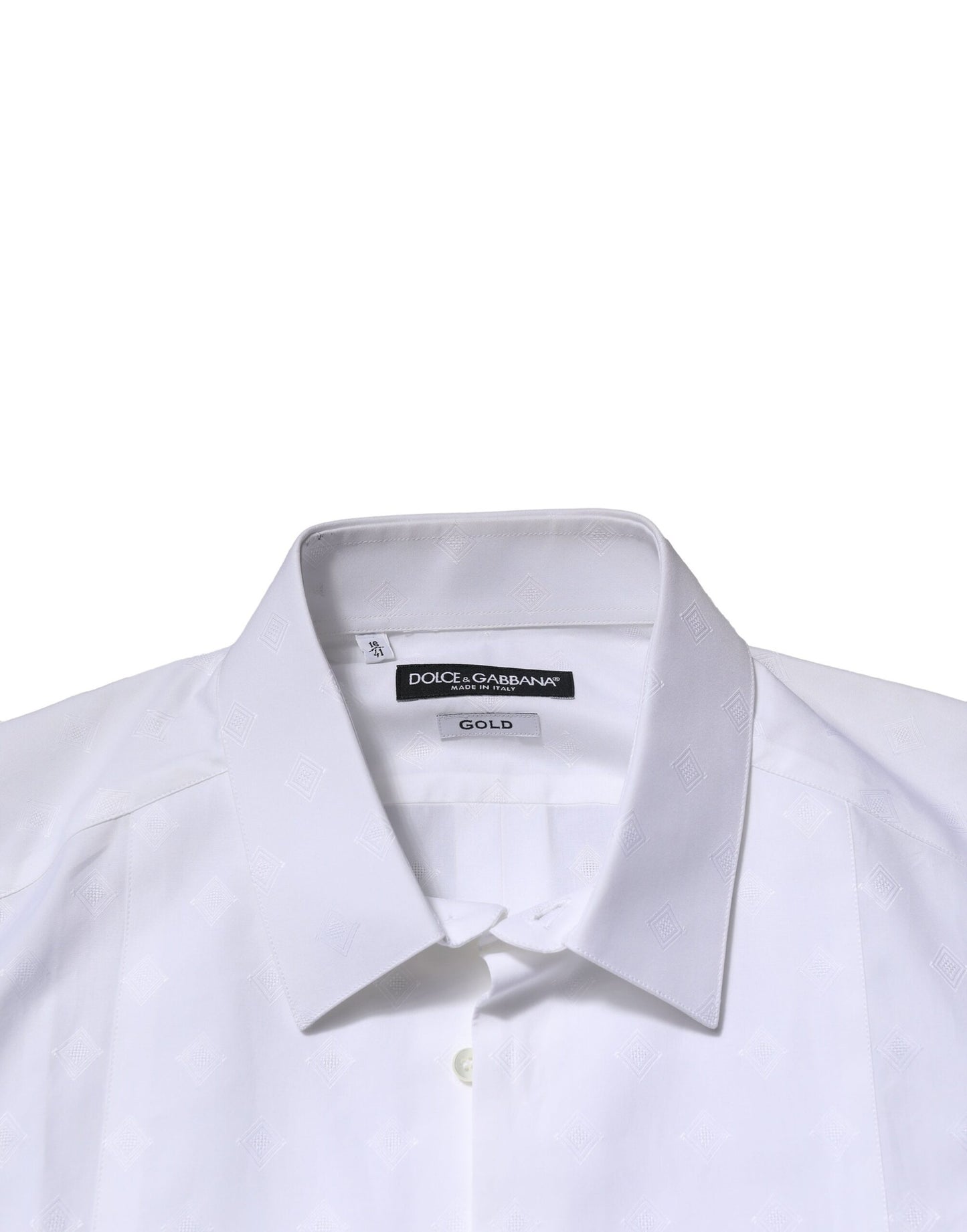 Dolce & Gabbana White Bib Cotton Poplin GOLD Men Formal Shirt