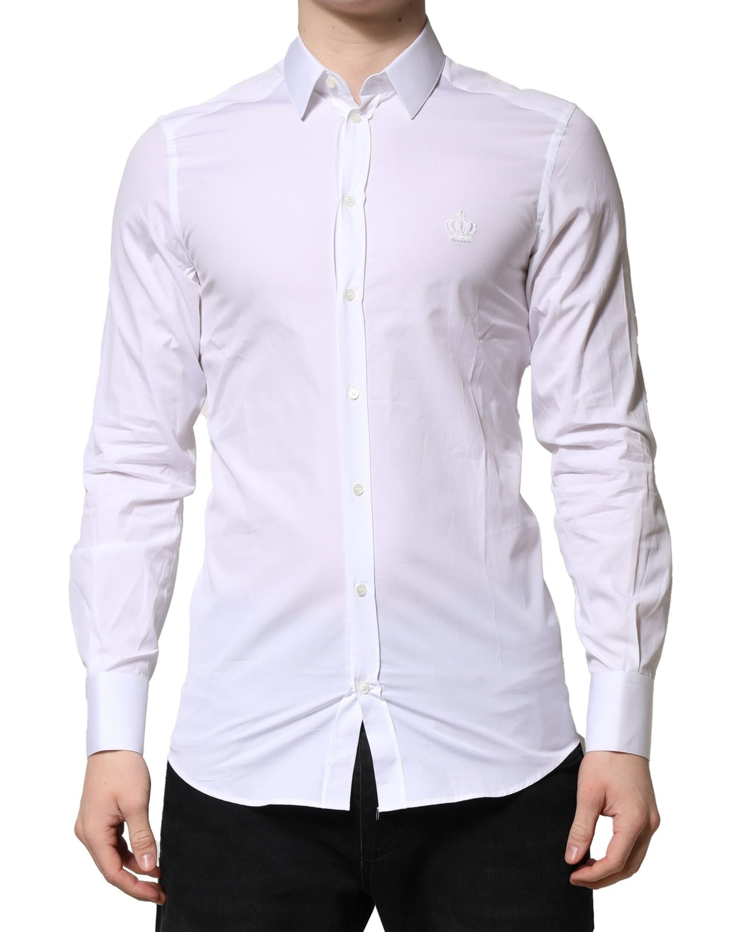 Dolce &amp; Gabbana wit GOUD langmachtig heren overhemd, formeel.
