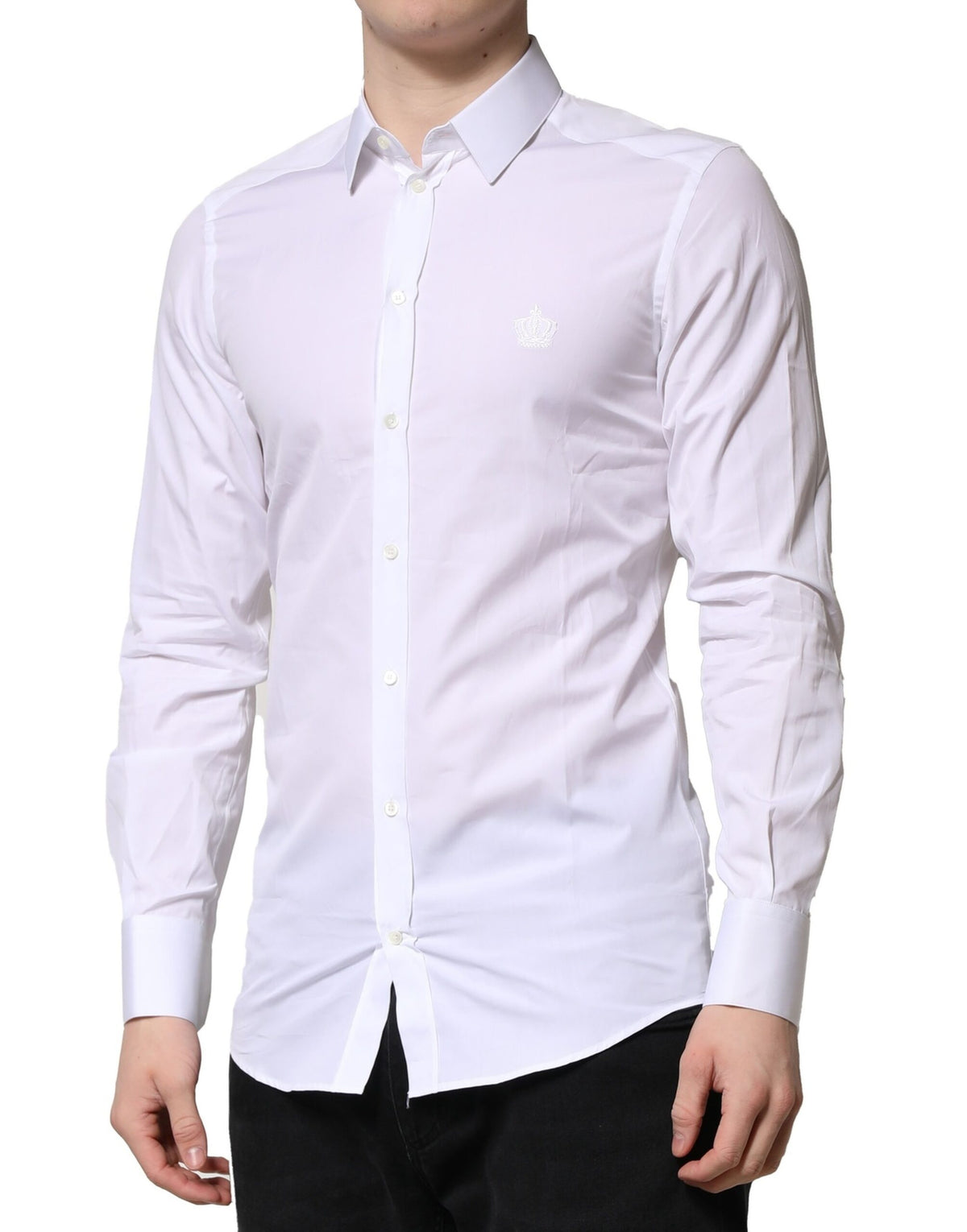 Chemise habillée homme à manches longues, blanche et dorée, Dolce &amp; Gabbana.