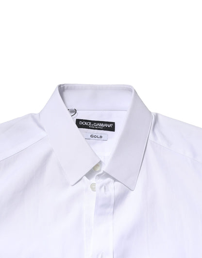 Dolce & Gabbana White GOLD Long Sleeves Men Dress Formal Shirt