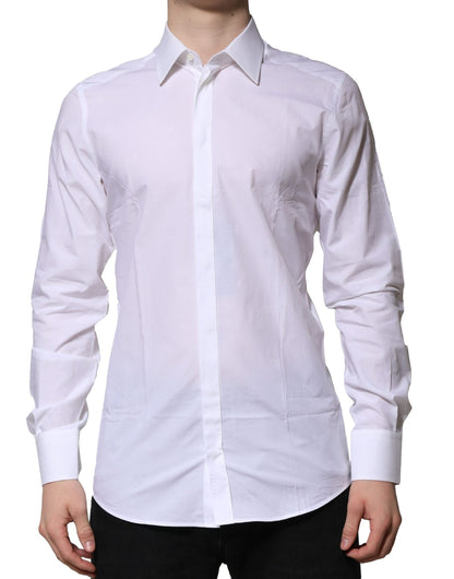 Chemise habillée à manches longues dorée et blanche Dolce &amp; Gabbana