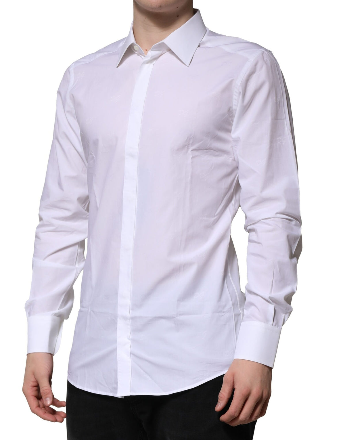 Chemise habillée à manches longues dorée et blanche Dolce &amp; Gabbana