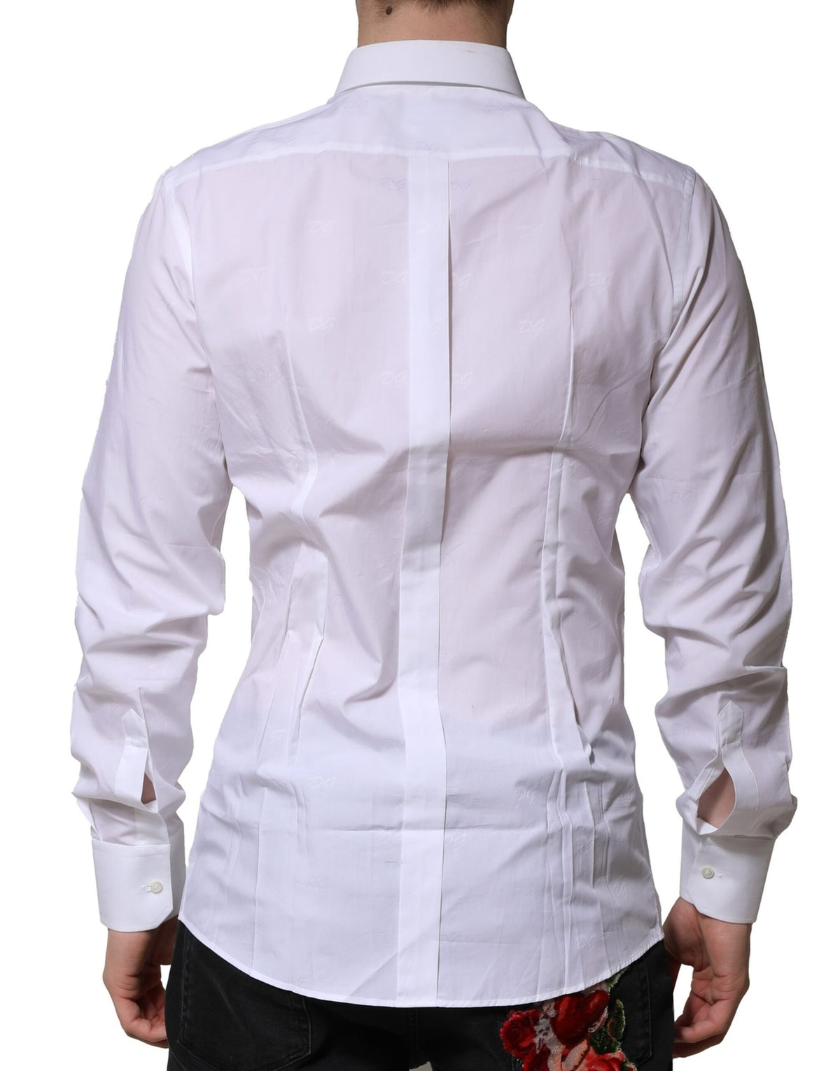 Chemise habillée à manches longues dorée et blanche Dolce &amp; Gabbana