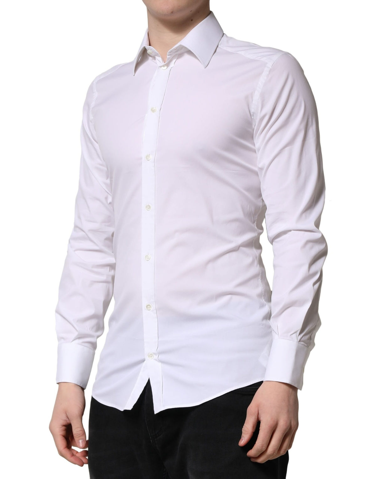 Chemise habillée homme à manches longues, blanche et dorée, Dolce &amp; Gabbana.