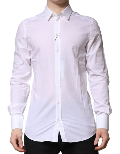 Chemise habillée à manches longues dorée et blanche Dolce &amp; Gabbana