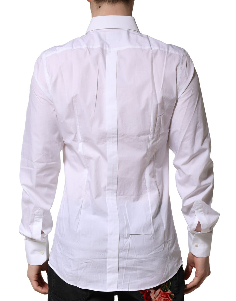 Dolce & Gabbana White GOLD Long Sleeves Dress Formal Shirt