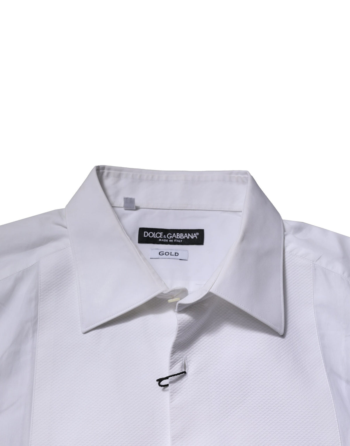 Chemise habillée blanche en popeline de coton à col montant de Dolce &amp; Gabbana, dorée.