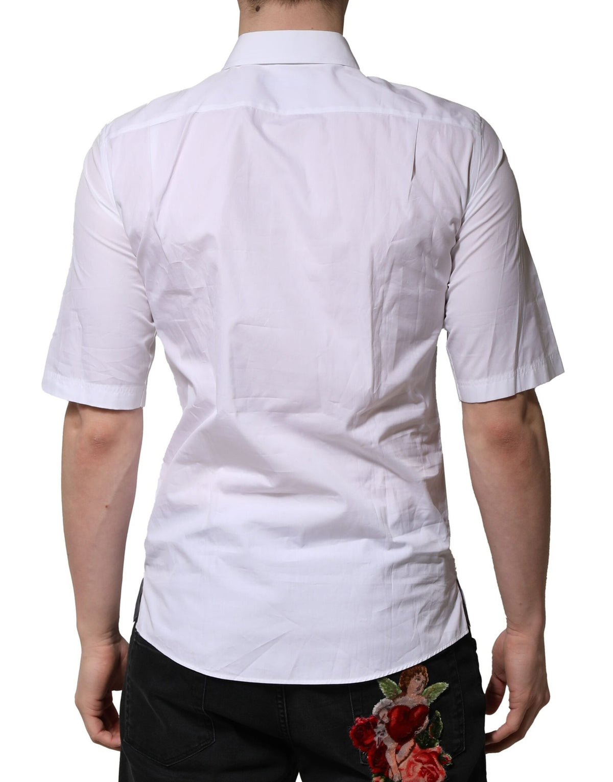 Chemise habillée blanche en coton à manches courtes Dolce &amp; Gabbana