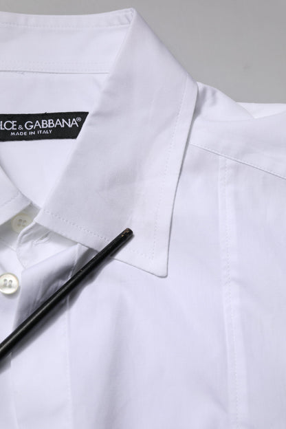 Dolce & Gabbana White Cotton Short Sleeves Dress Formal Shirt