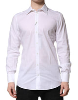 Chemise habillée à manches longues en coton blanc, dorée, de Dolce &amp; Gabbana.