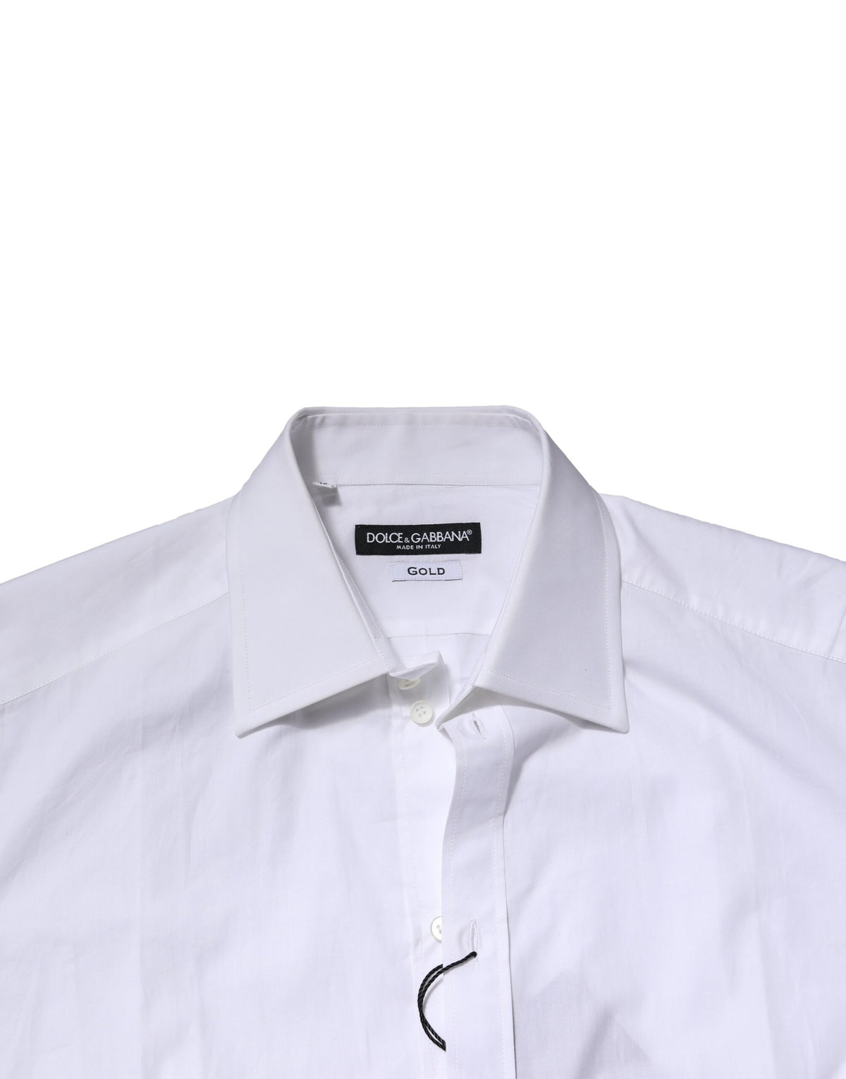 Chemise habillée à manches longues en coton blanc, dorée, de Dolce &amp; Gabbana.