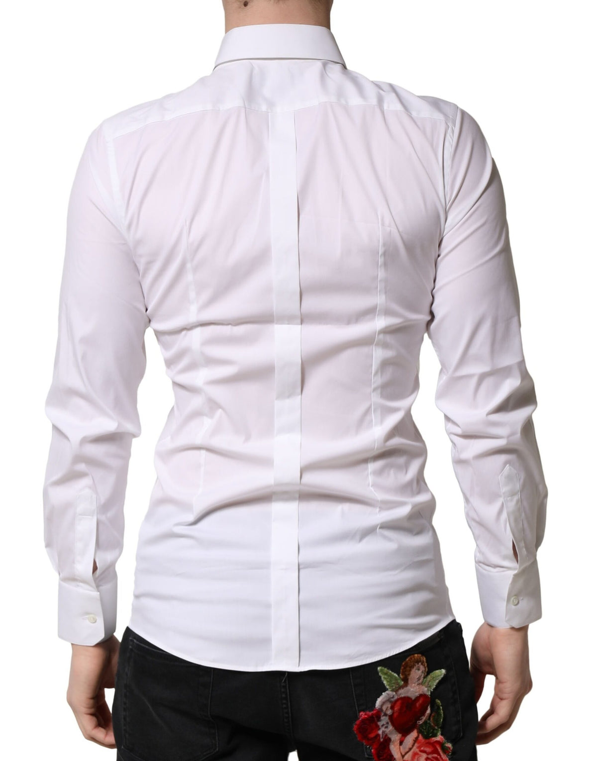Chemise habillée à manches longues dorée et blanche Dolce &amp; Gabbana
