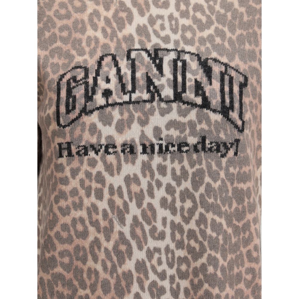 Ganni trui met luipaardprint en korte mouwen