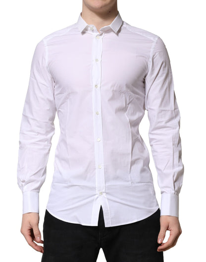 Dolce & Gabbana White Cotton GOLD Long Sleeves Formal Shirt