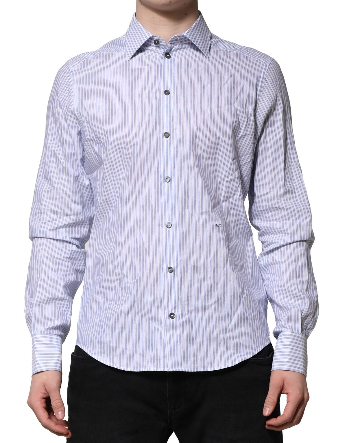 Chemise habillée en coton rayée blanche et bleue de Dolce &amp; Gabbana