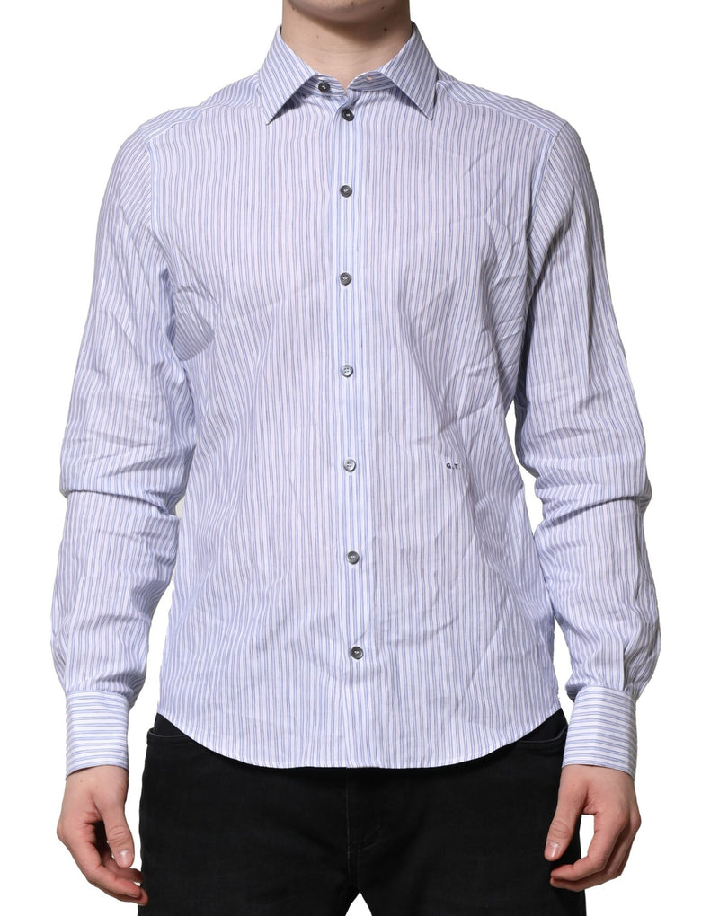 Chemise habillée en coton rayée blanche et bleue de Dolce &amp; Gabbana